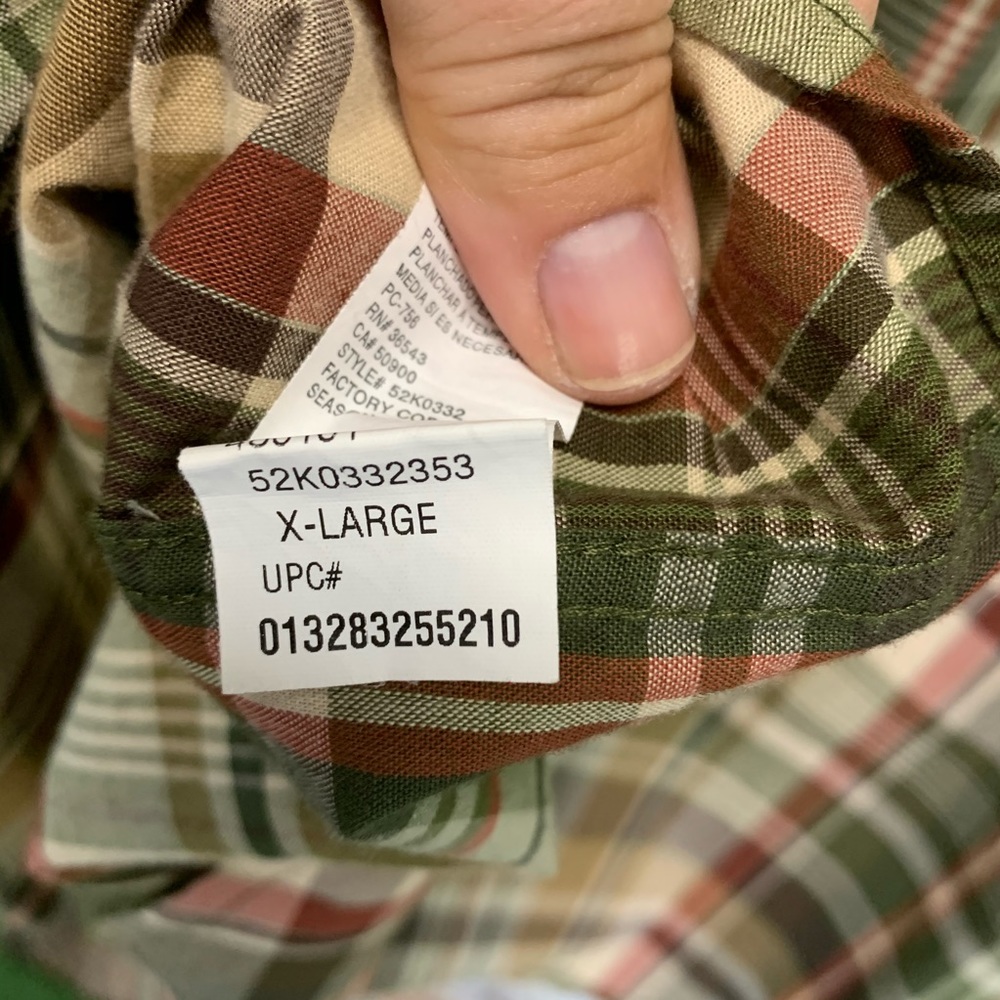 ARROW Preppy Plaid Tan, Brown, and Cream Button Down Oxford, XL/TG - Picture 7 of 7